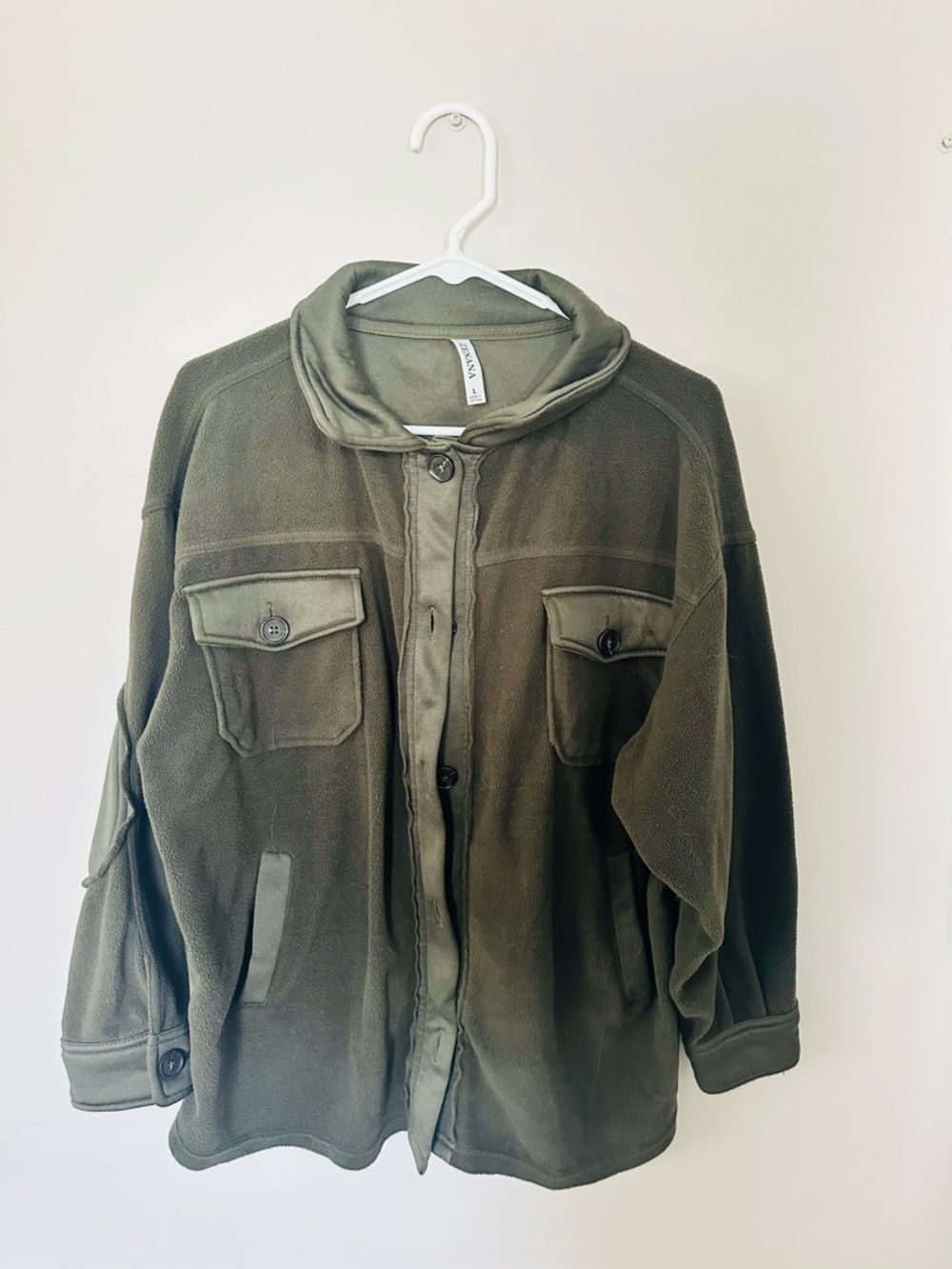 Zenana Outfitters Olive Green Fleece Utility Jacket